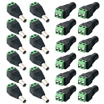 Afbeelding van QitinDasen 12 paar 5,5 x 2,1 mm DC stekkerverbinders, V/24 V Power Adapter Terminalblok, 2 polige mannelijke stekker &amp; vrouwelijke stekkerkit