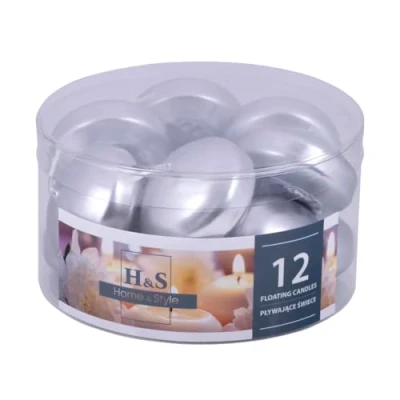 Afbeelding van DONAU HOME Set drijvende kaarsen, zilver, 12 stuks, 2,8 x Ø 4,8 cm, 4 uur brandduur, warme theelichtjes, voor diner, bruiloft, zwembad