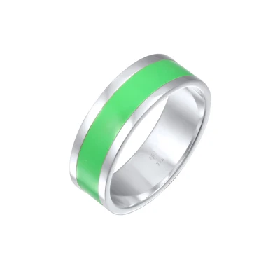 Afbeelding van Kuzzoi Basic GEO Emaille Casual Ring, Heren, Maat: 62, Grün