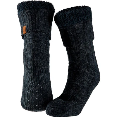Afbeelding van Apollo Huissokken heren met vacht anti slip Blauw Grijs One size Fluffy sokken Slofsokken Huisokken Warme