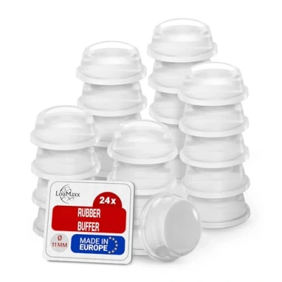 Afbeelding van LouMaxx Rubberen stempel, 24 stuks, transparant, Ø 11 mm, extra sterke kleefvoeten, premium anti slip, krassen, lawaai en trillingen