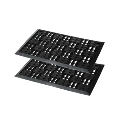 Afbeelding van Rubbermat buitendeur 40x60 cm set van 2 Dynamic Outdoor deurmat Rubber buiten antislip en stevig hoogte: 14mm
