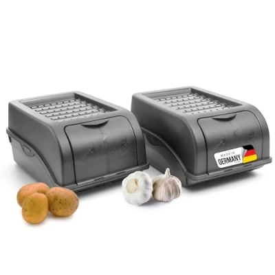 Afbeelding van Novaliv Aardappelopbergdoos, klein, 3,5 l, antraciet, grijs, uienbox, stapelbaar, aardappelbox, uienopslag, aardappelmand, fruitcontainer, aardappelkist, vershouddoos