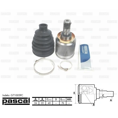 Afbeelding van Homokineet reparatie set, aandrijfas PASCAL G71005PC