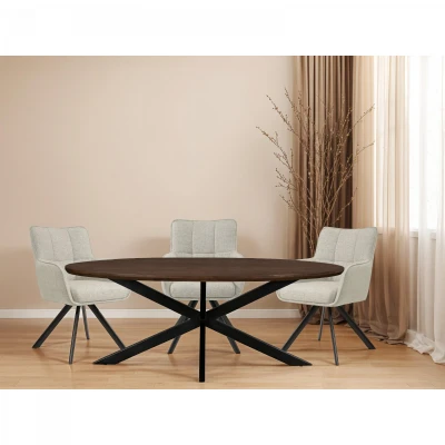 Afbeelding van Livingfurn Jesper ovale eettafel 240 cm Hout bruin
