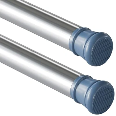 Afbeelding van Aiitomg Douchestang, 2 stuks, zonder boren, douchegordijnstang, telescoopstang voor kasten, badkamer, kledingkast, doe het zelf projecten, 65 85 cm, zilverkleurig (diameter 25 mm)