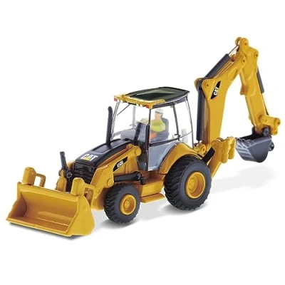 Afbeelding van Cat 450E Backhoe Loader Graaflaad combinatie 1:87 Diecast Masters HO Series