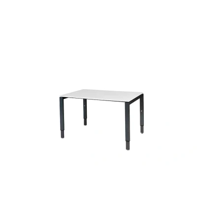 Afbeelding van Domino bureau, hoogte instelbaar (62 85cm) met 120x80cm &#039;zwevend&#039; krijtwit 25mm blad en zwart (RAL9005) N poot frame.