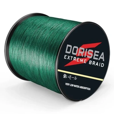 Afbeelding van Dorisea Extreme Braid 100% PE gevlochten vislijn 2,7 136 kg Test, visdraad, 100 m slijtvast, ongelooflijke superlijn, geen rek, kleine diameter (mosgroen, 13,6 kg/0,26 mm)