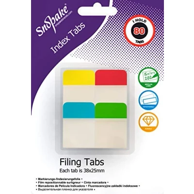 Afbeelding van Snopake Extra dikke herpositioneerbare archiefindextabs 38x25mm 80 tabbladen [assorti/semi transparant] 15882