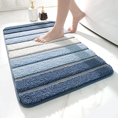 Afbeelding van DEXI Badmat, antislip, extra zacht, badkamertapijt, machinewasbaar, waterabsorberend, 50 x 80 cm, blauw