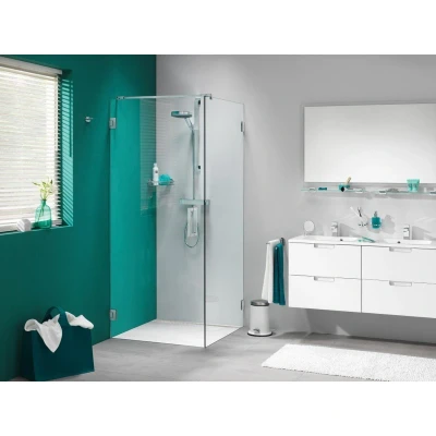 Afbeelding van Sealskin I AM Draaideur met zijwand 100x100x200cm Chroom zilver hoogglans 8mm helder glas antikalk