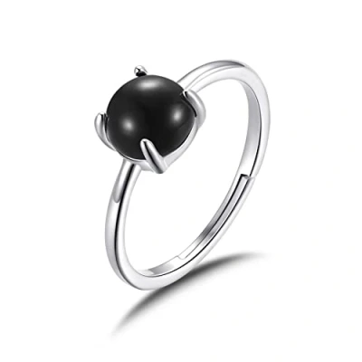 Afbeelding van Philip Jones Zwarte Onyx Verstelbare Ring, Onyx,