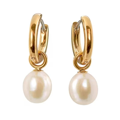 Afbeelding van BOCCIA Titanium oorringen met parelaanhangers 05068 02