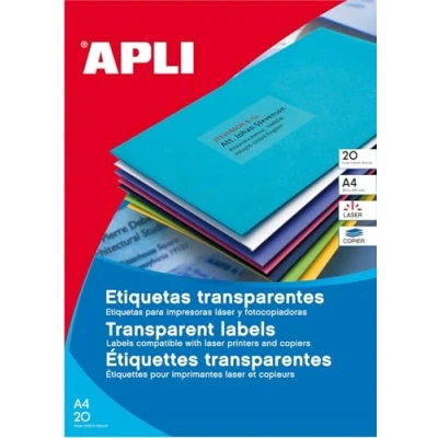 Afbeelding van Apli Transparante Etiketten Ft 70 X 37 Mm (b H), 480 Stuks, 24 Per Blad, Doos Van 20 Blad Etiket