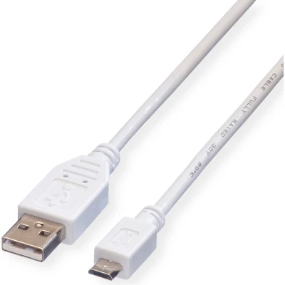 Afbeelding van VALUE USB 2.0 Kabel, A Male Micro B Male, wit, 3 m