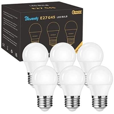 Afbeelding van E27 led Lamp, 5W, G45 vervangt 40W lampen, 500 lumen, warm wit, 3000K, 280 graden stralingshoek, spaarlamp, geen flikkeren, niet dimbaar, set van 6