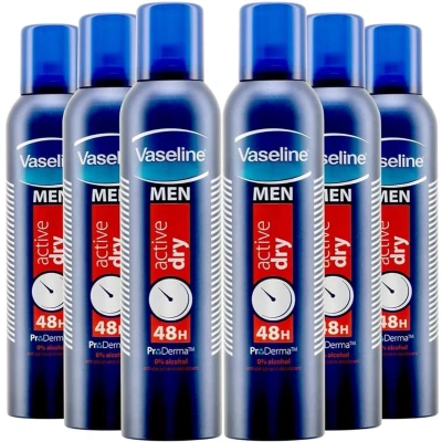 Afbeelding van Vaseline Men Active Dry Deodorant Spray 6 x 250 ml