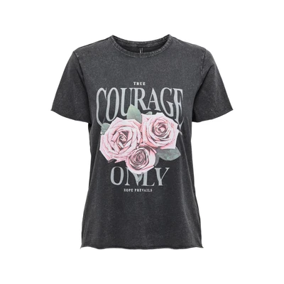 Afbeelding van ONLY Onllucy LIFE REG S/S JRS NOOS Tshirt print, Dames, Maat: Small, Black 1