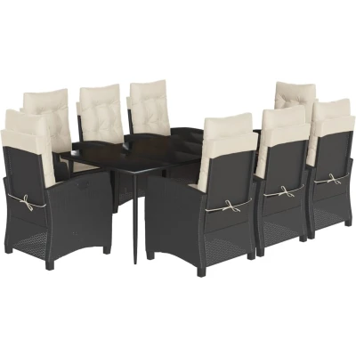 Afbeelding van vidaXL 9 delige Tuinset poly rattan zwart