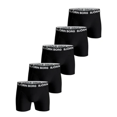 Afbeelding van Björn Borg heren Essential boxershorts met logoband in 5 pack de kleur Zwart, maat: L