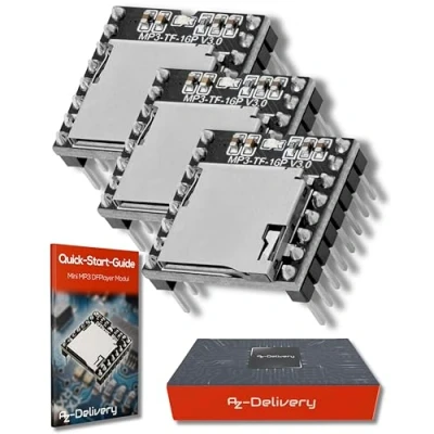 Afbeelding van AZDelivery 3 x Mini MP3 Speler DFPPlayer Module Master compatibel met Arduino Inclusief E Book!