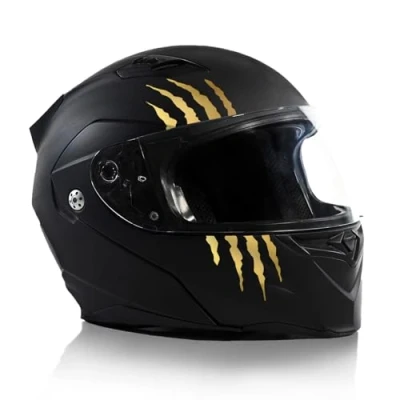 Afbeelding van Finest Folia K173, set van 2 stuks, 7,5 x cm, monstersticker, klauw, decoratie voor motorfiets, helm, auto, motorhelm, krassporen, zelfklevend, waterdicht, goudkleurig