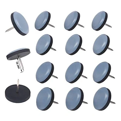 Afbeelding van Teflon meubelglijders rond met spijkers Ø 22 mm, 16 stuks 5 mm dik / PTFE coating/teflon glijders/stoelglijders