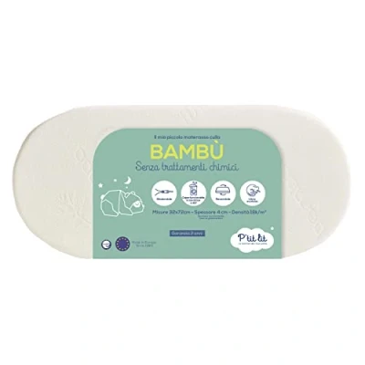 Afbeelding van P&#039;tit Lit Bamboe matras (60% polyester en 40% bamboe) voor wiegen 72x32 cm Zachte zijdezachte viscose baby Perfect kinderwagen wieg Omkeerbaar Afneembare hoes