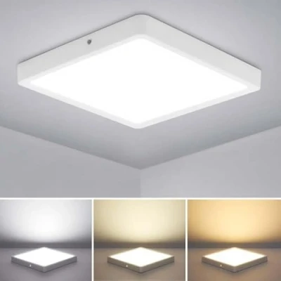 Afbeelding van Combuh LED plafondlamp met Bewegingssensor en Lichtsensor, 24W 2400LM Ø30CM Sensorplafondlamp Tijdinstellingen, 3000K 6000K Ultradunne Vierkante Badkamerplafondlamp voor Gang, Trap, Garage