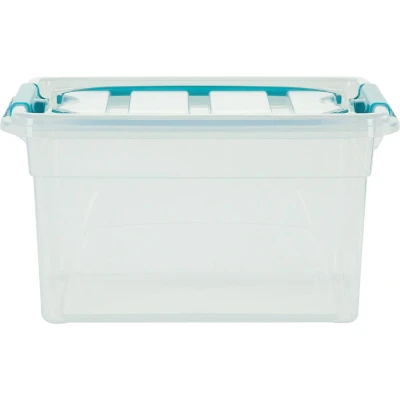 Afbeelding van Whitefurze Carry Box Opbergdoos 7 Liter, Transparant Met Blauwe Handvaten