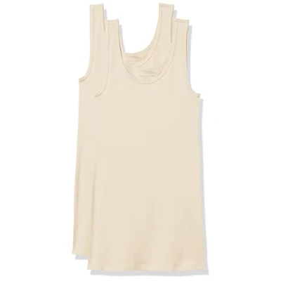 Afbeelding van Amazon Essentials Women&#039;s Tanktop met slanke pasvorm, Pack of 2, Licht camel, L