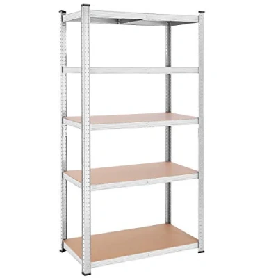 Afbeelding van SONGMICS opbergrekken, rekken voor zwaar gebruik, set van 2, kelderrekken, 200 x 100 50 cm, tot 875 kg draagvermogen, boutloze rekken, versterkt stalen frame, 5 verstelbare zilver GLR050E02