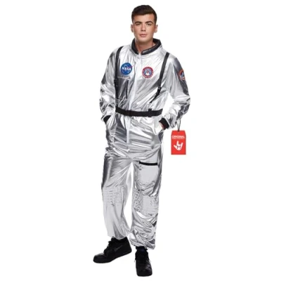 Afbeelding van Morph BPA gratis zilveren astronaut kostuum volwassene, mens kostuum, mannen, Spaceman ruimtepak medium