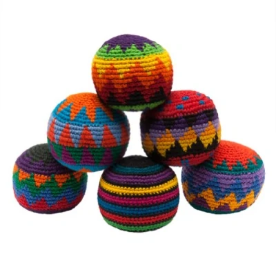 Afbeelding van Hacky Sack Gebreide Kick Balls Diverse Kleuren 6 Pack van Old Glory