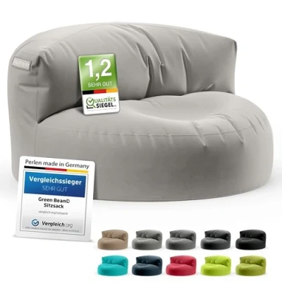 Afbeelding van Green Bean© Zitzak bank met vulmateriaal, lounge in zitzakdesign, 90 x 50 cm ergonomische rugleuning en wasbare overtrek, geschikt voor binnen buiten, donkerblauw