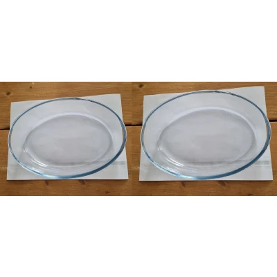 Afbeelding van 2 Glazen ovenschalen/serveerschalen rond/ovaal 26 en 35 cm Ovenschotel oven serveerschaal van...