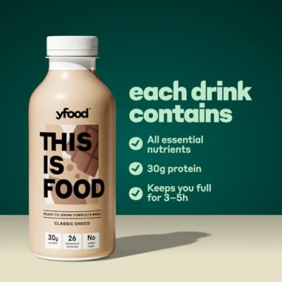 Afbeelding van YFood Vegan Cacao Ready to Drink Meal Lactose en glutenvrije maaltijdvervanger 26 g proteine, vitamines mineralen plantaardige proteïne shake 12 x 500 ml (1 kcal/ml)