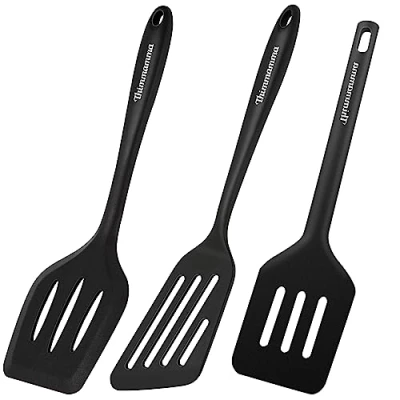 Afbeelding van Spatel van silicone, set 3 hittebestendige silicone geslepen spatel, BPA vrij, vaatwasmachinebestendig, keukenhulp, kookgerei Turner antiaanbakspatel om te koken, bakken, flip