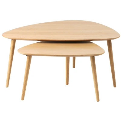 Afbeelding van Hygge Interiors Adda Naturel Eiken Salontafel Set Driehoek