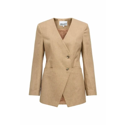 Afbeelding van OBJECT getailleerde blazer beige