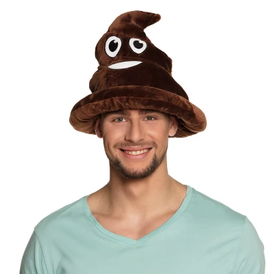 Afbeelding van Boland Hoed poep emoticon unisex 30 cm bruin