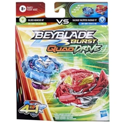 Afbeelding van Beyblade Burst QuadDrive vergulde Nemesis N7 &amp; Salvage Valtryek Rashad V7 Spinning Top Twin Pack