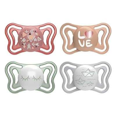 Afbeelding van Chicco PhysioForma fopspeen Light 16 36 maanden, met siliconen zuignap, ondersteunt de fysiologische ademhaling, 4 stuks, roze en Lumi biedt comfort