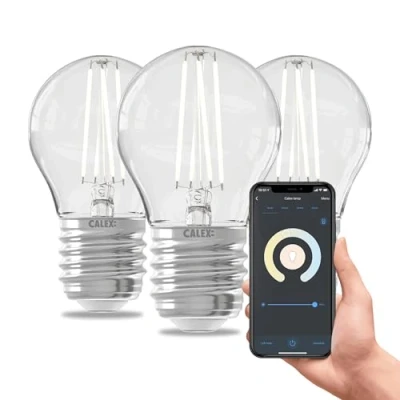 Afbeelding van Calex Slimme LED Lamp 3 stuka E27 Filament P45 Helder 4.9W