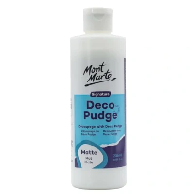 Afbeelding van MONT MARTE Deco Pudge Craft Vernis Handtekening 236ml (8 US fl.oz) Matte, Multifunctionele Clear Sealer, en Decoupage Lijm, Ideaal voor Acrylverf, Papier, Hout, Keramiek, Stoffen, Klei
