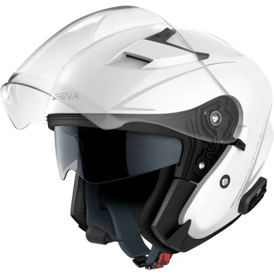 Afbeelding van Sena Outstar S Bluetooth geïntegreerde open helm met intercom en smartphone connectiviteit (glanzend wit, L)