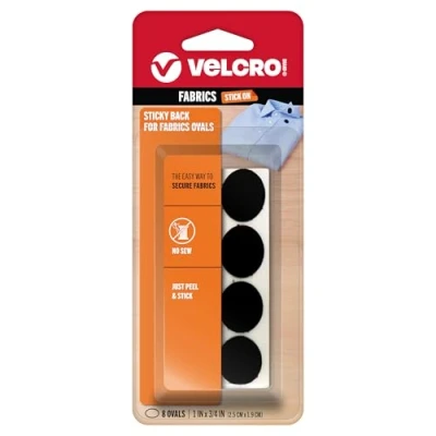 Afbeelding van Velcro (R) Brand riemband Sticky Back voor stoffen: geen naaien nodig 1 x 3/4 inch ovale, 8 sets zwart