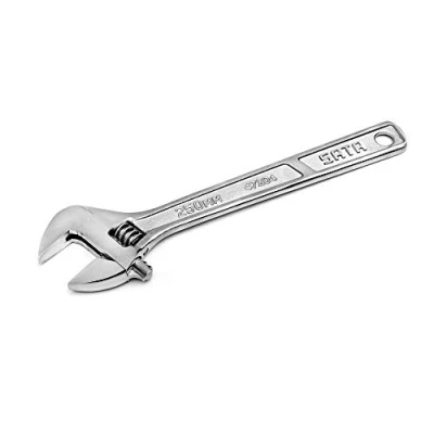 Afbeelding van SATA ST47204SC 10 inch verstelbare moersleutel/sleutel met gesmeed gelegeerd stalen behuizing, brede kaak en verchroomde afwerking