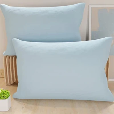 Afbeelding van PETTI Artigiani Italiani 2 kussenslopen van 145 x 40 cm, effen hemelse kleur, kussensloop 100% microvezel, hypoallergeen, gemaakt in Italië